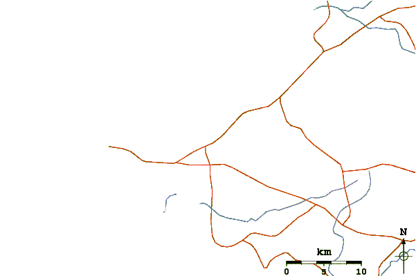 Roads and rivers around Los Capaes