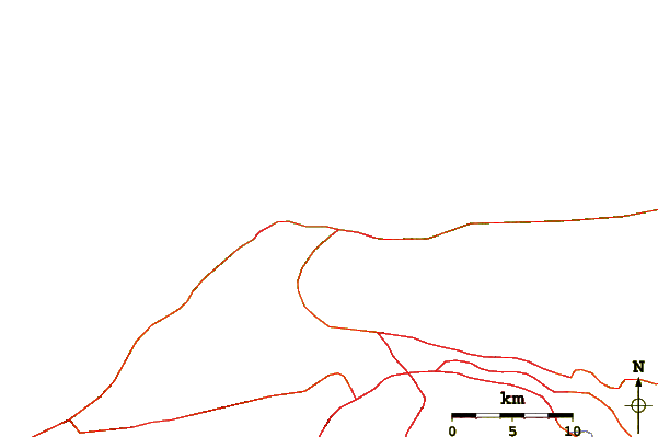 Roads and rivers around Los Pocitos