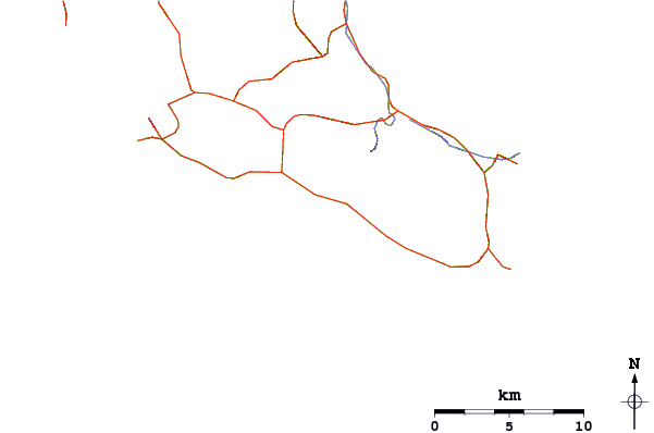 Roads and rivers around Lourdata or Lourdas Beach