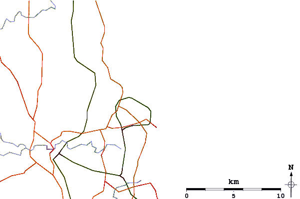 Roads and rivers around Lynemouth Beach