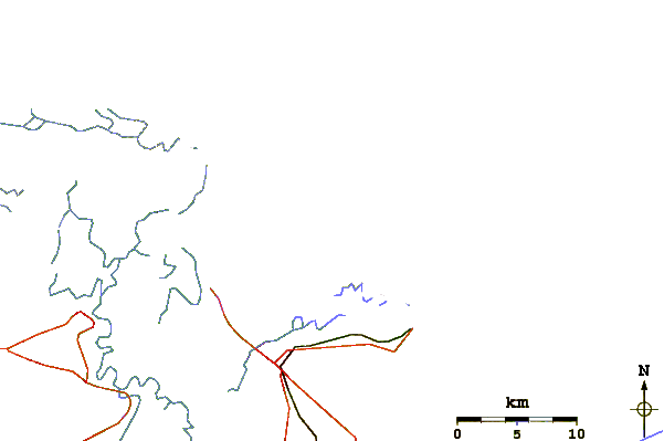 Roads and rivers around Mar Bravo