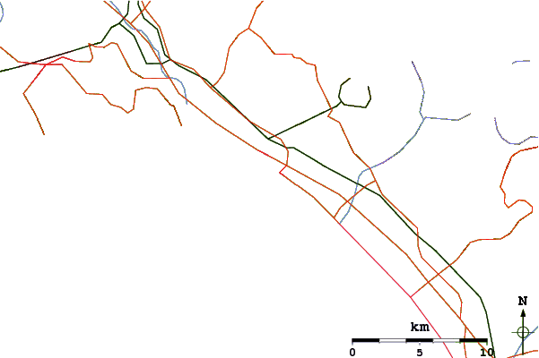 Roads and rivers around Marina di Carrara