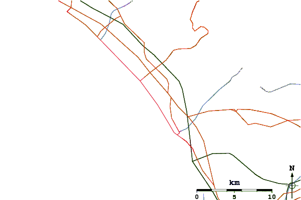 Roads and rivers around Marina di Pietrasanta (Flumetto)