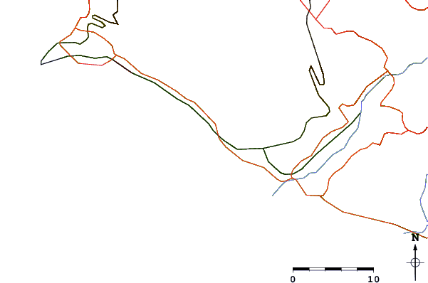 Roads and rivers around Caleta Mejia