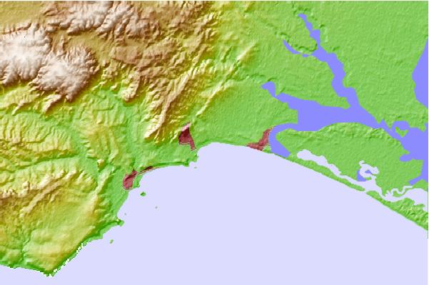 Surf breaks located close to Middleton Point