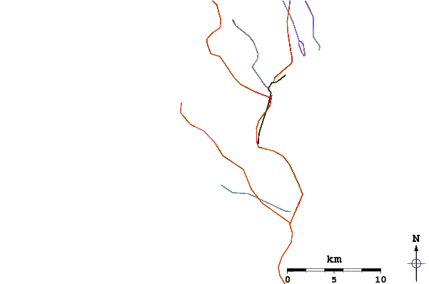 Roads and rivers around Misty Cliffs