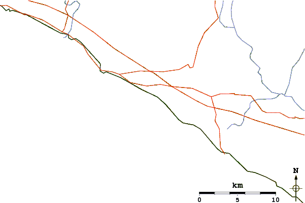 Roads and rivers around Moneglia or La Secca