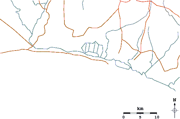 Roads and rivers around Monterrico