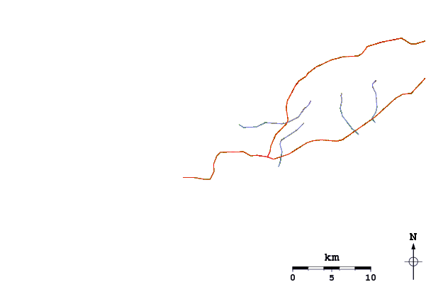 Roads and rivers around Mount Irvine