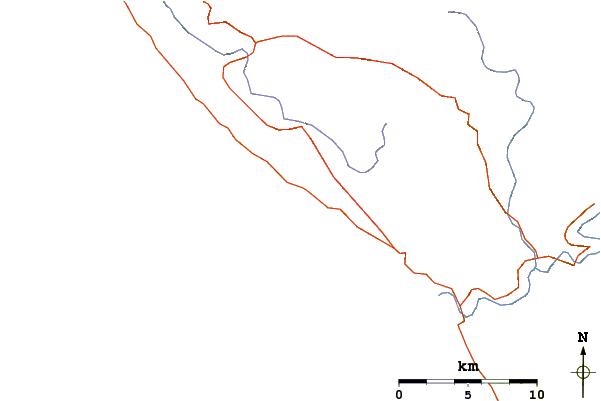Roads and rivers around Mystos