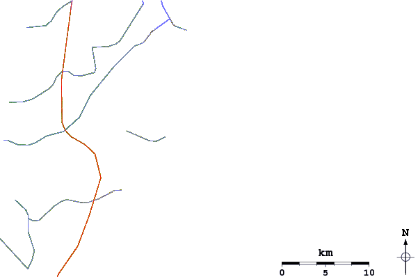Roads and rivers around Novo Quintao