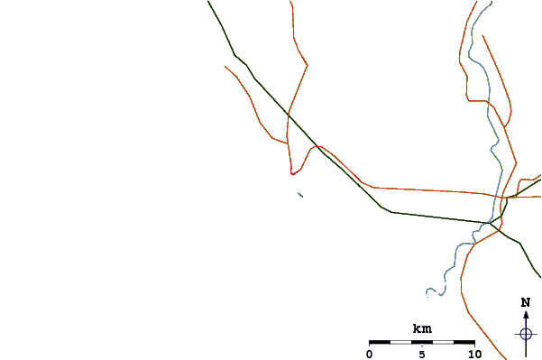 Roads and rivers around Ollas Altas