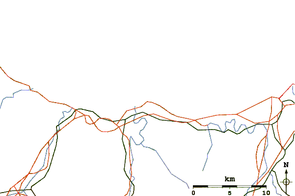 Roads and rivers around Orrua