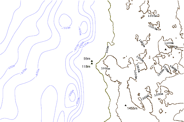 Shoreline around Palo Buque