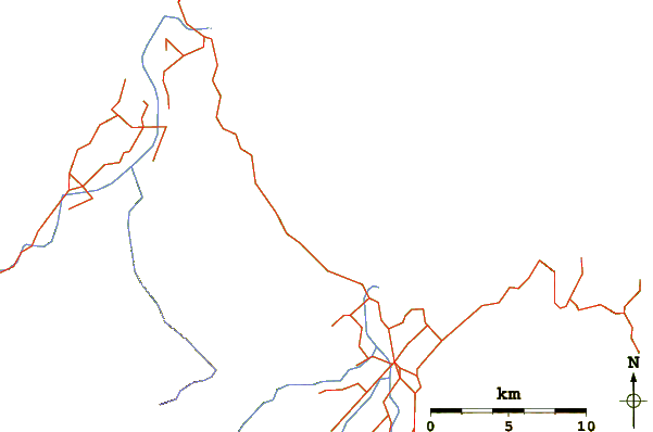 Roads and rivers around Patons Rock