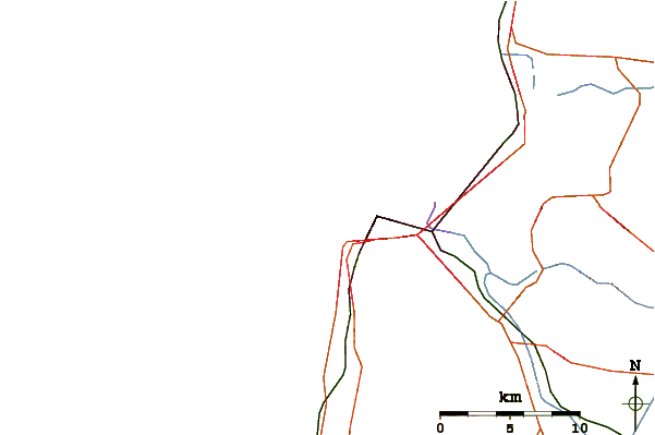 Roads and rivers around Pik or Meridian