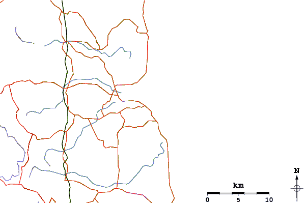 Roads and rivers around Pin Cushion