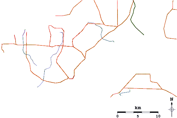 Roads and rivers around Pines