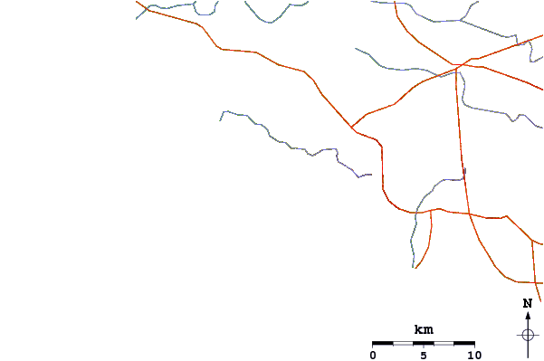 Roads and rivers around Pinitas