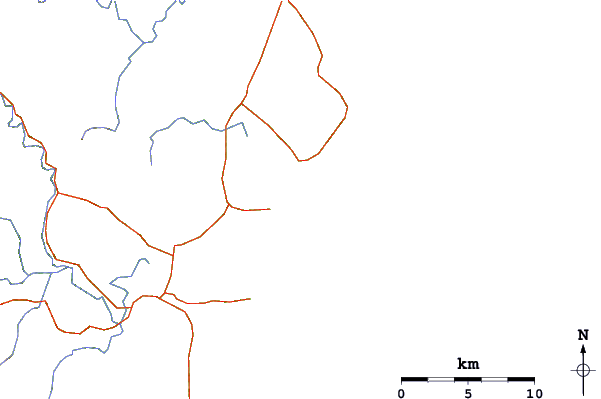 Roads and rivers around Pink Rocks