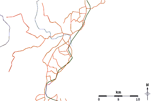 Roads and rivers around Pipeline (Dunedin)