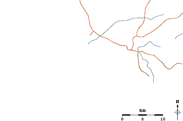 Roads and rivers around Playa El Palmar