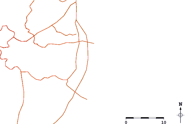 Roads and rivers around Playa Ojo de Garza