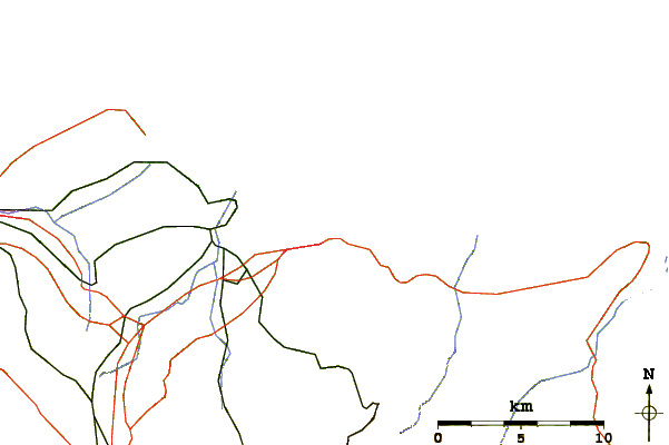 Roads and rivers around Playa de Penarrubia