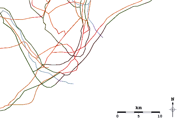 Roads and rivers around Playa de Sant Sebastia
