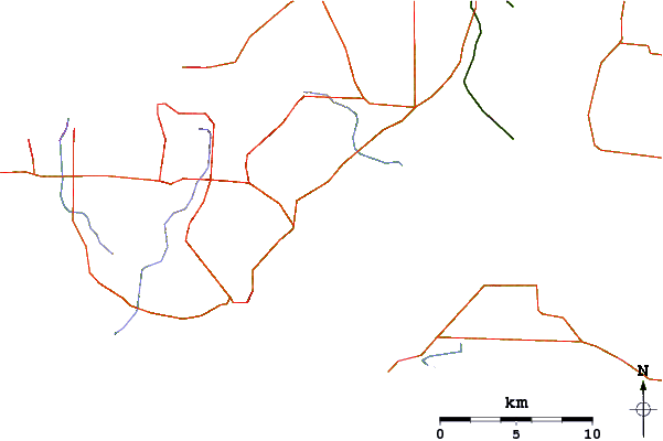 Roads and rivers around Point Leo