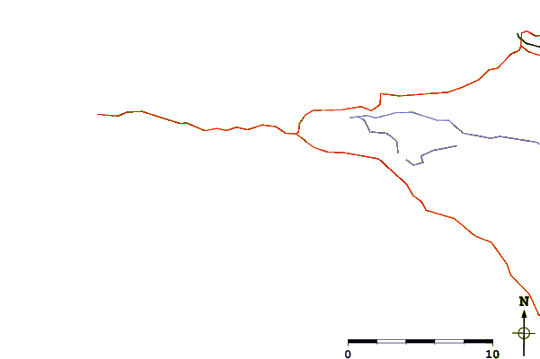 Roads and rivers around Pointe de Lervily