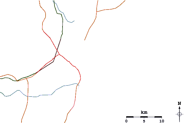 Roads and rivers around Ponta da Belina