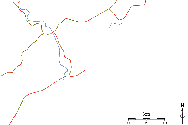 Roads and rivers around Ponta dos Castelhanos