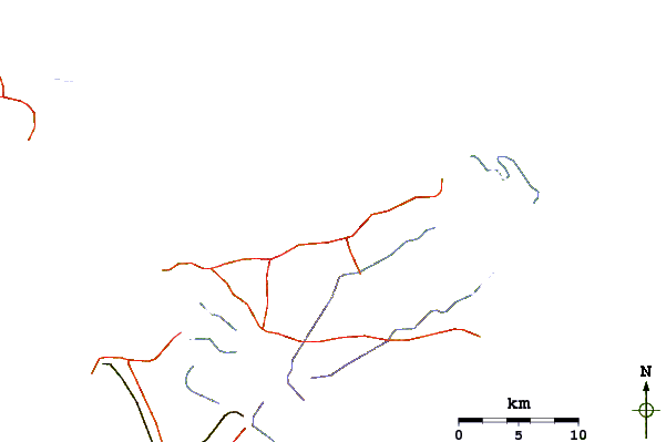 Roads and rivers around Praia Olho d'Agua
