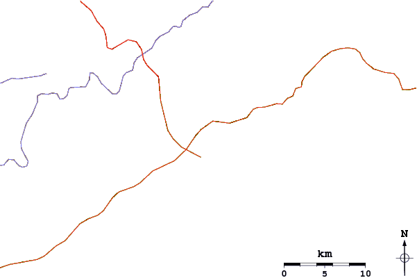 Roads and rivers around Praia Vermelha do Norte