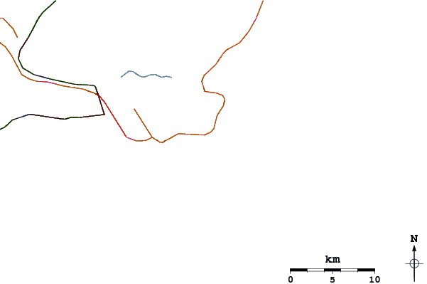 Roads and rivers around Praia da Enseada