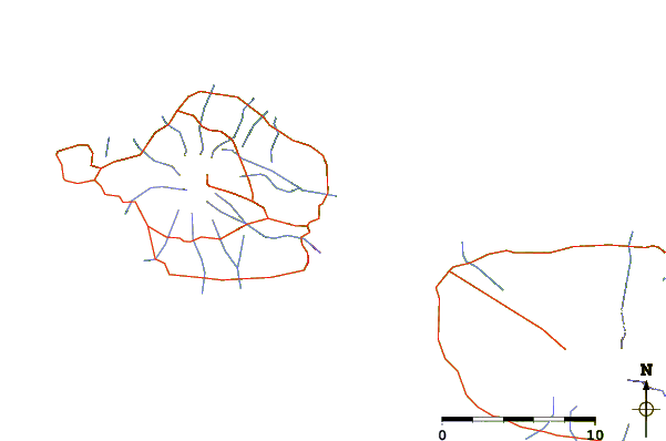 Roads and rivers around Faial - Praia do Almoxarife