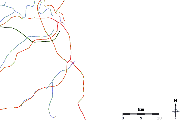 Roads and rivers around Praia do Pinho