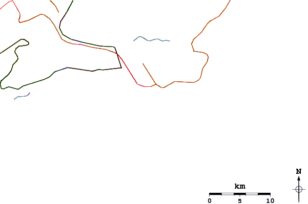 Roads and rivers around Praia do Tombo