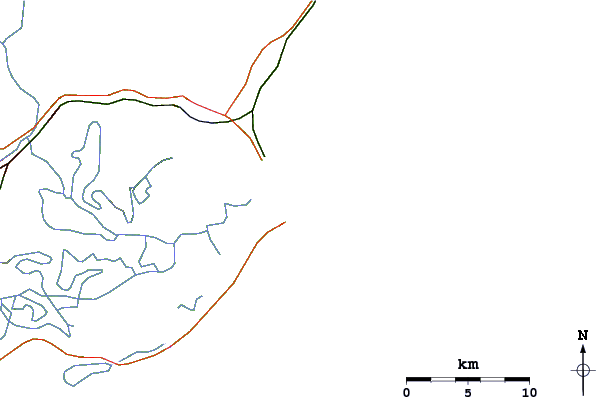 Roads and rivers around Prainha dos Molhes (Escondido)
