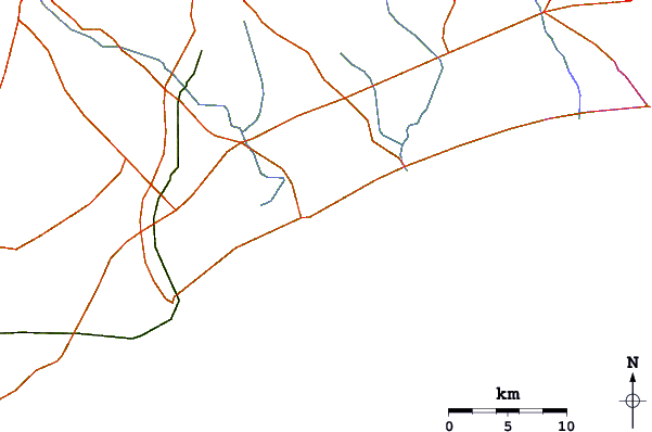 Roads and rivers around Prampram (Greater Accra)