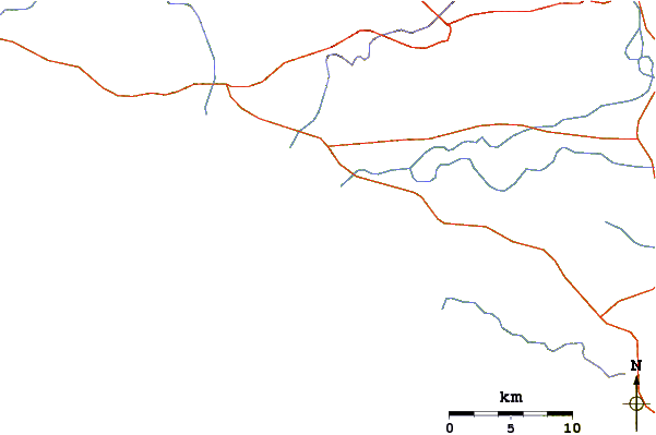 Roads and rivers around Punta Acamama