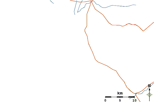 Roads and rivers around Punta Cabeza Negra
