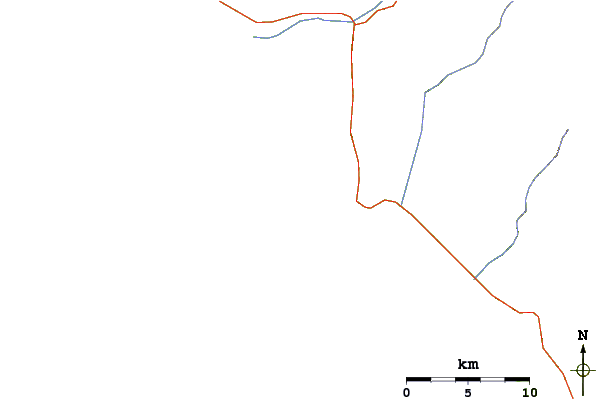 Roads and rivers around Punta Cono
