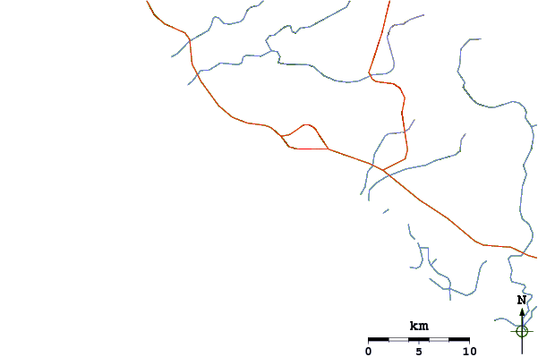 Roads and rivers around Punta Descanso