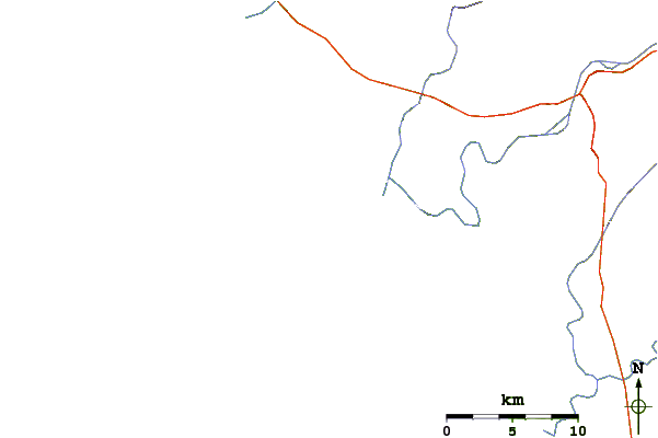 Roads and rivers around Punta San Gregorio