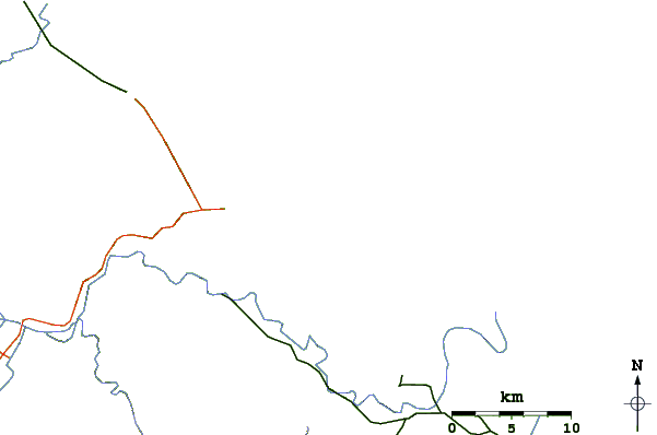 Roads and rivers around Punta Uva