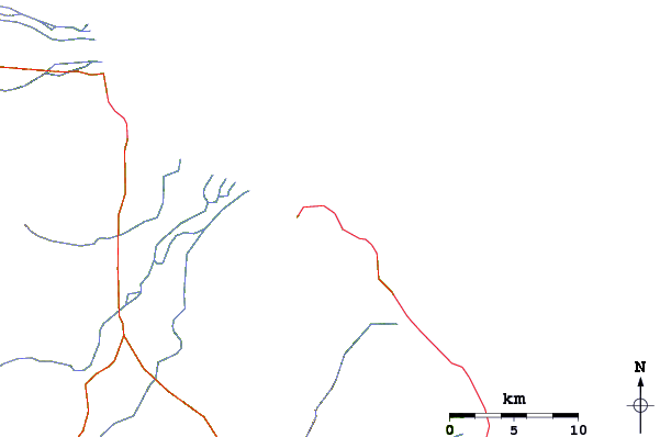 Roads and rivers around Punta Colorado
