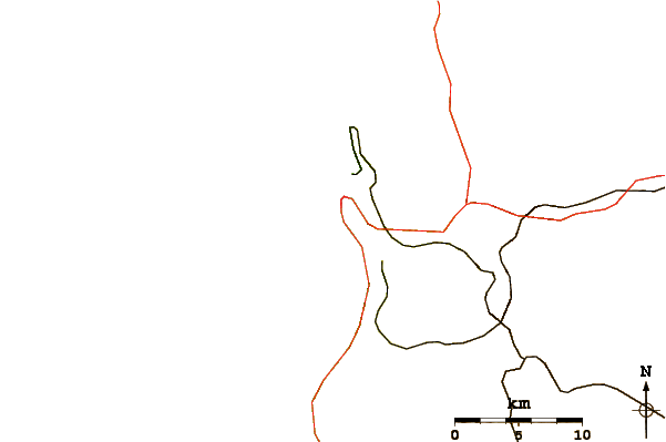 Roads and rivers around Punta Gruesa