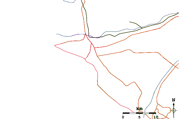 Roads and rivers around Punta Roquitas